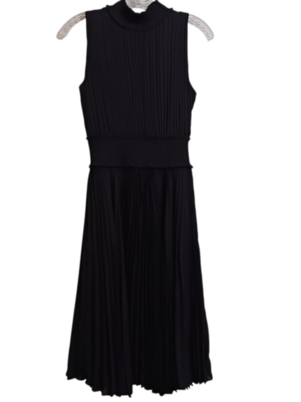 Nanette Lepore dress sz 6 party occasion black high neck pleated accordion skirt